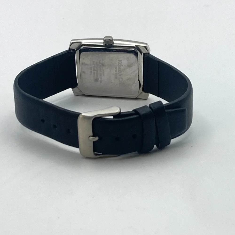 Kenneth Cole Men's Tank Watch 29mm Silver Tone Date Gray Dial New Battery 9.5